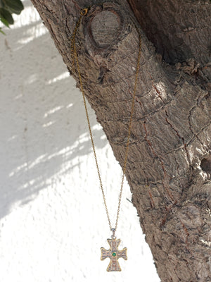 Emerald Cross Necklace