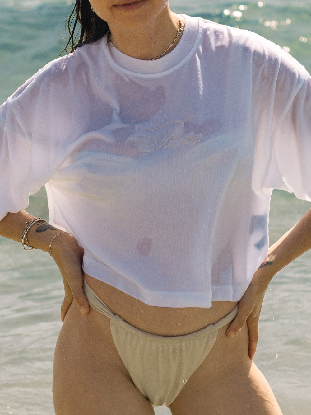 Pilates organic cotton crop tee