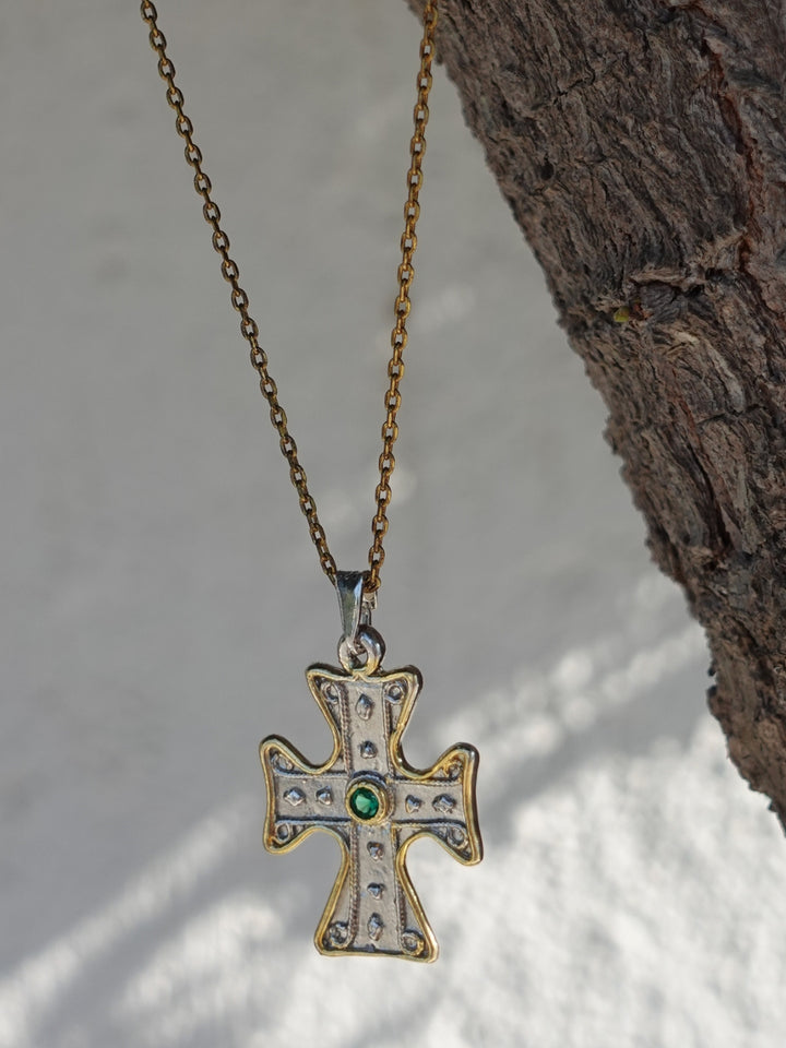 Emerald Cross Necklace
