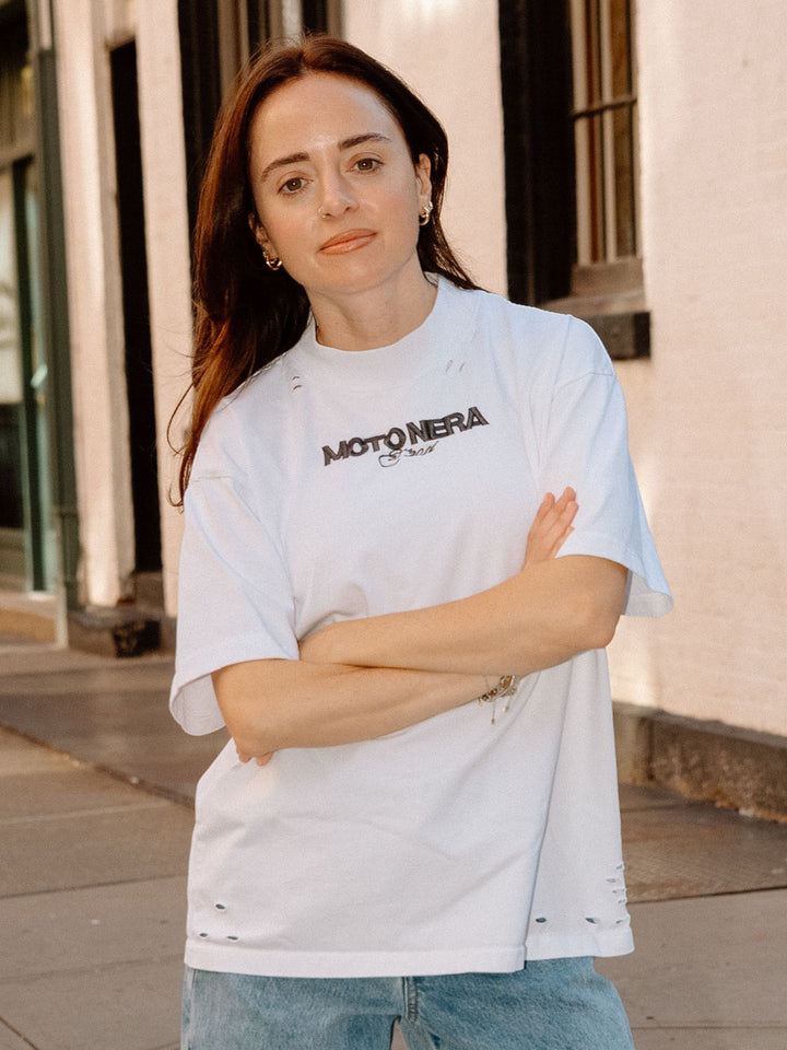 Never Stressed Distressed Cotton T-shirt