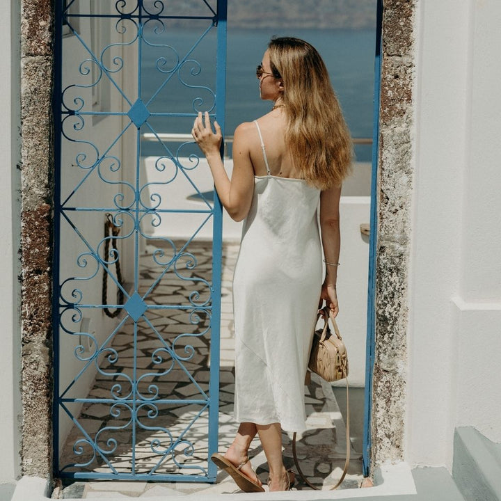 woman in santorini
